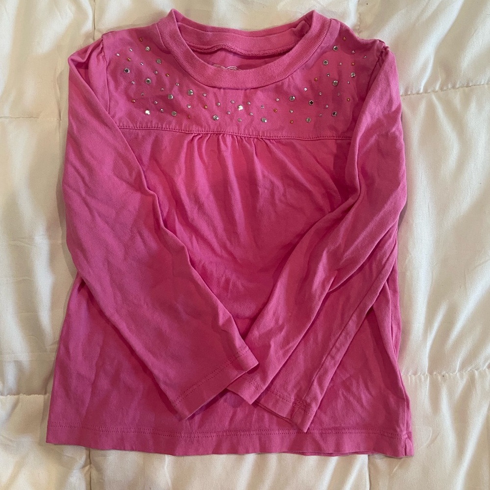 XS 4 Pink long sleeve with rhinestones